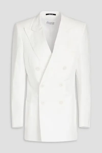 Двубортный пиджак из хлопкового твила Maison Margiela, белый