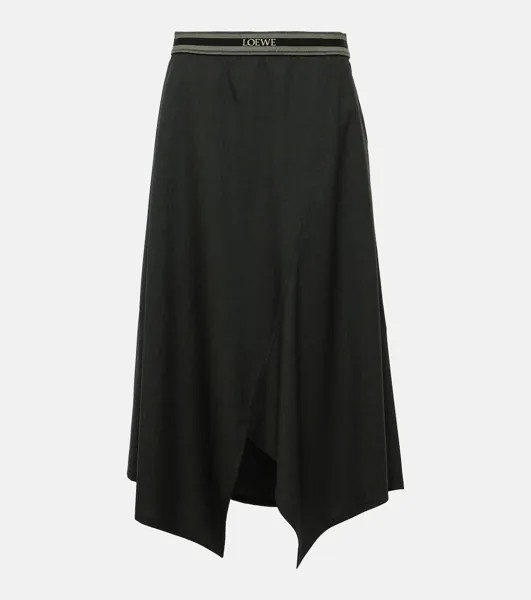 Асимметричная юбка миди из шерсти Loewe, серый