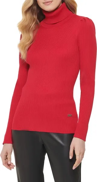 Свитер Solid Ribbed Turtleneck DKNY, цвет Scarlet