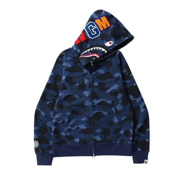 Худи BAPE Color Camo Shark Full Zip 'Navy', синий