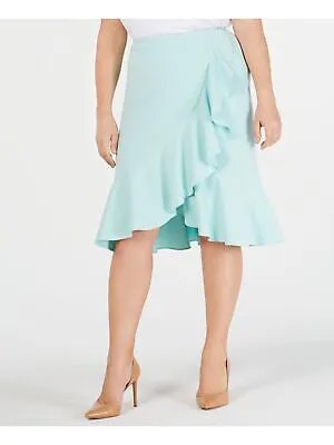 CALVIN KLEIN Женская юбка длиной до колена с рюшами цвета аква-тюльпана для работы, 20 Вт