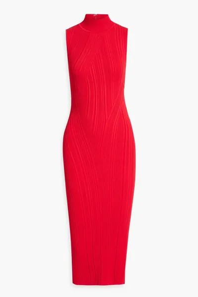Платье миди в рубчик Hervé Léger, красный