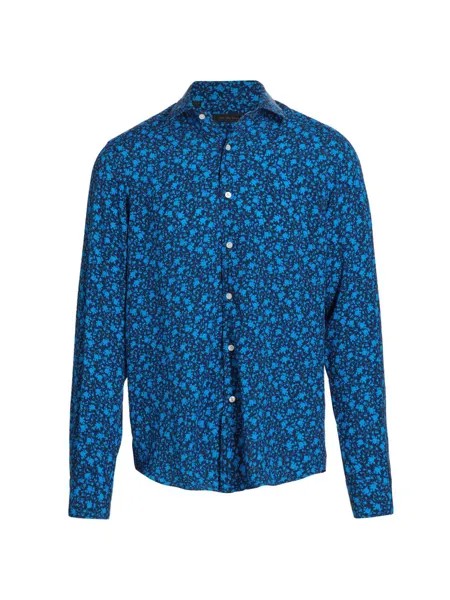 Рубашка в тон с цветочным принтом Saks Fifth Avenue, синий