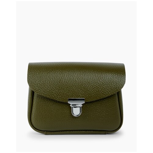 Женская поясная сумка из натуральной кожи хаки A001 khaki mini grain Divalli