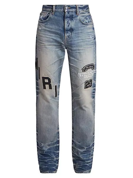 Прямые джинсы с логотипом Hockey Amiri, цвет vintage indigo