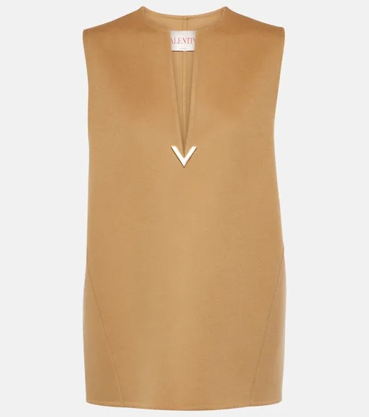 Топ из шерсти и кашемира Valentino, коричневый