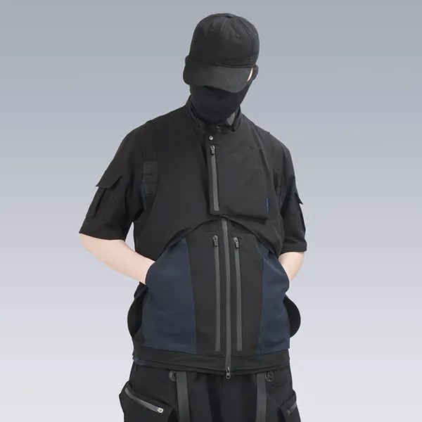 Уличная одежда Techwear хип-хоп жилет с коротким рукавом Harakuju тактические уличные жилеты для мужчин пэчворк