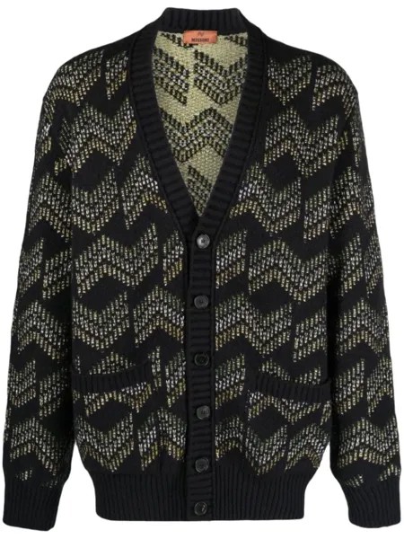 Missoni кардиган с V-образным вырезом и узором зигзаг, черный