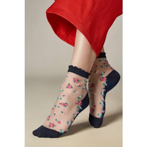 Женские носки Mersada укороченные, размер 35/39, синий, розовый
