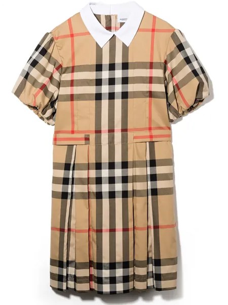 Burberry Kids платье в клетку Vintage Check с короткими рукавами