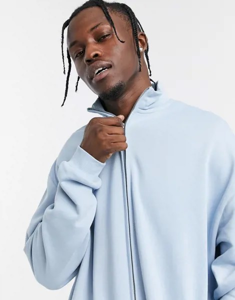 Светло-синяя трикотажная oversized-олимпийка ASOS DESIGN-Голубой