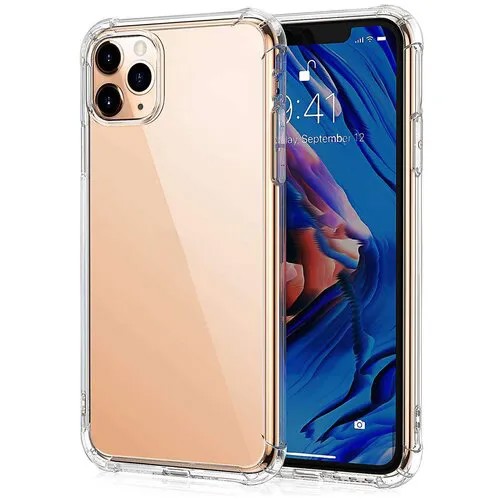 Силиконовый прозрачный чехол Armor для Apple iPhone 11 Pro с усиленными углами / Ударопрочный чехол Армор для смартфона Эпл Айфон 11 Про / Противоударный чехол бампер (Прозрачный)
