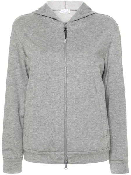 Brunello Cucinelli меланжевое худи на молнии, серый