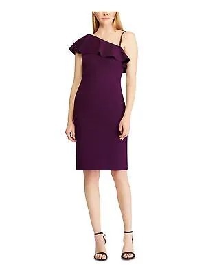 Женское фиолетовое коктейльное платье-футляр с развевающимися рукавами RALPH LAUREN. Размер: 10.