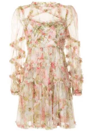 Needle & Thread платье мини Harlequin Rose с оборками