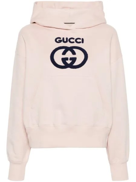 Gucci худи с логотипом Interlocking G, розовый