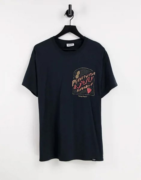Черная футболка с принтом peanut butter jelly Vintage Supply-Черный цвет