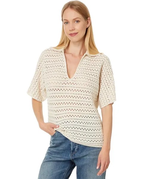 Свитер Faherty Nusa Crochet Polo, цвет Birch