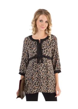 Блуза I Love Mum, повседневный стиль, силуэт полуприлегающий, укороченный рукав, размер 46 / L, коричневый