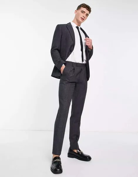 Узкие костюмные брюки Noak из фактурной шерсти серого цвета