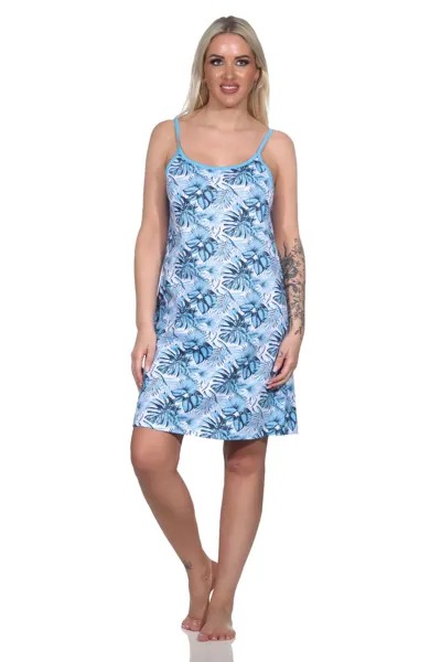 Ночная рубашка NORMANN Ärmelloses Spaghetti Träger floralem print, синий