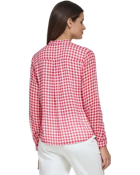 Рубашка Tommy Hilfiger Long Sleeve Ruffle Gingham Shirt, цвет Scarlet/Ivory