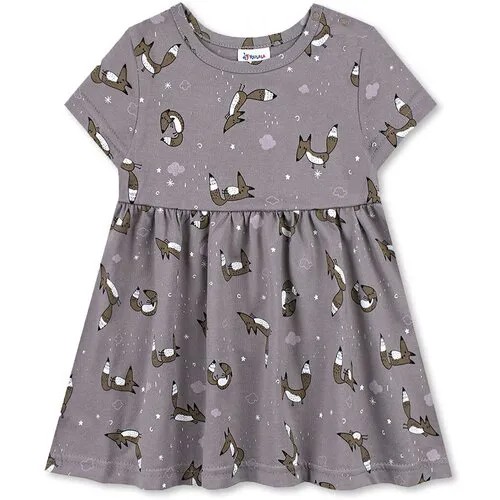 Платье для девочки - Серый - Лисички , размер 104
