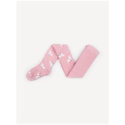 Розовые колготки с единорогами для девочки Gloria Jeans, размер 12-24мес/86-92