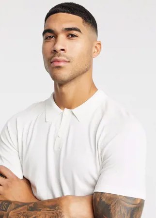 Белая футболка-поло Bershka-Белый