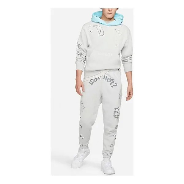 Спортивные штаны Men's Air Jordan Printing Logo Fleece Drawstring Lacing Sports Pants/Trousers/Joggers Gray, серый