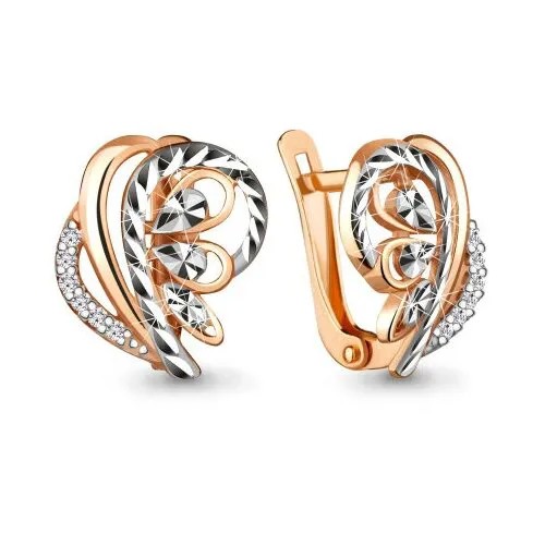 Серьги золото, 585 проба, фианит
