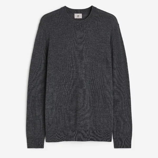 Свитер H&M Slim Fit Merino Wool, темно-серый