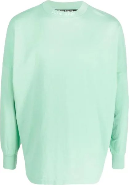 Лонгслив Palm Angels Classic Logo Over Long-Sleeve Tee 'Fluorescent Green', зеленый