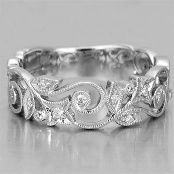 Простой стиль серебристый цвет полые резные цветочные кольца для женщин обручальное кольцо обручальные кольца невеста ювелирные изделия