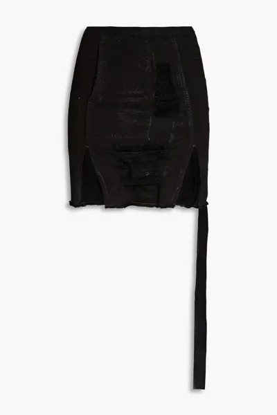 Джинсовая мини-юбка с потертостями Rick Owens, черный