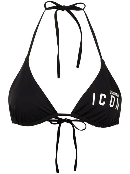 Dsquared2 logo print triangle bikini top