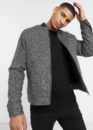 Серый бомбер из искусственной шерсти ASOS DESIGN