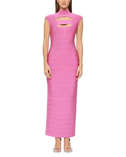 Бандажное платье с вырезами Hervé Léger, цвет Pink