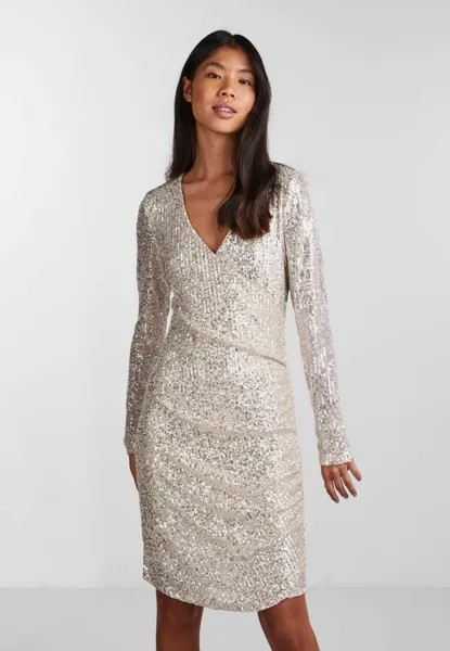 Коктейльное платье PCDELPHIA NEW WRAP DRESS Pieces, серебро