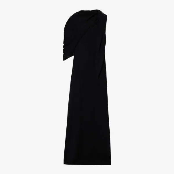 Платье макси узкого кроя кашемировой вязки с наложением шали Toteme, черный