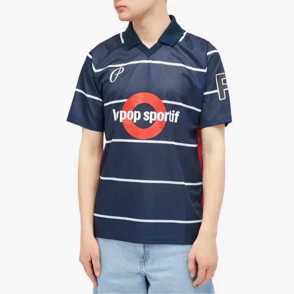 Pop Trading Company Полосатая футболка Sportif с короткими рукавами, синий