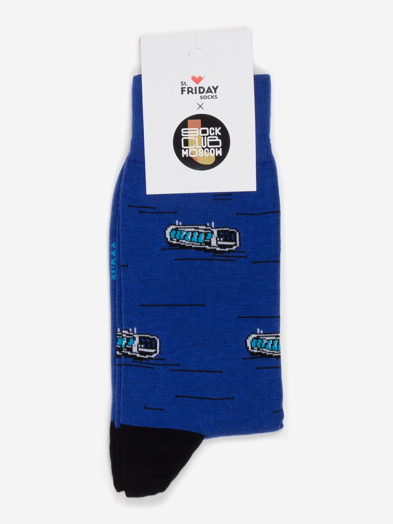 Носки с рисунками St.Friday Socks x Sock Club Moscow, Речные трамвайчики, Синий