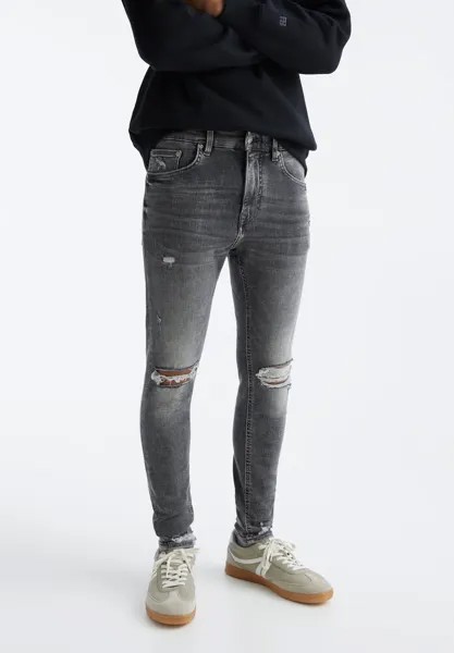 Джинсы Skinny Fit Ripped Super PULL&BEAR, цвет dark grey