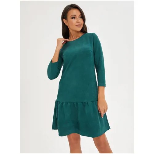 Женское замшевое платье с воланом по низу Vera Nova 0-618/6, размер 44