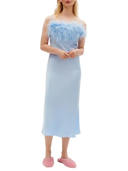 Платье-комбинация с перьями Boheme Sleeper, синий