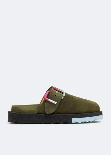 Сандалии OFF-WHITE Suede Spongesole clogs, зеленый