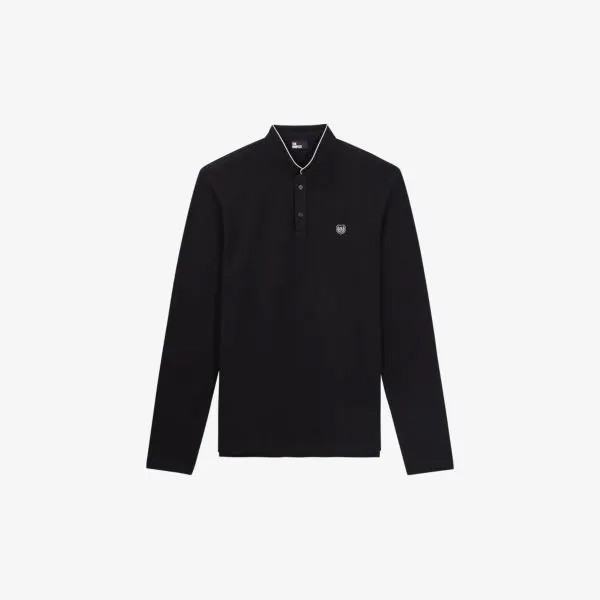 Рубашка-поло из хлопка с длинными рукавами и вышитым логотипом The Kooples, черный