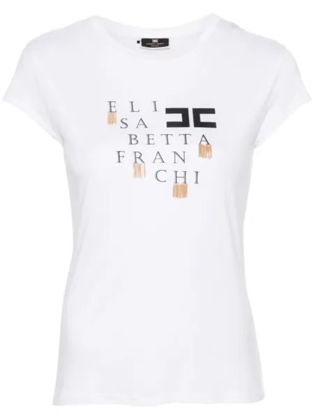Elisabetta Franchi футболка с цепочками, белый