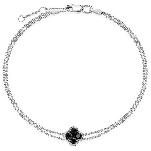 Браслет-цепочка Vesna jewelry, белое золото, 585 проба, родирование, бриллиант, длина 18.5 см.