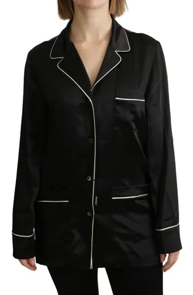 DOLCE - GABBANA Блузка Черная рубашка Шелковый эластичный топ IT40 / US8 / M Рекомендуемая розничная цена 1200 долларов США